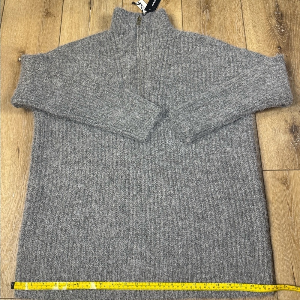 NWT!!! Express Charcoal Oversized Women's Cowl Neck Sweater Small 1/4 Zip - Picture 12 of 14
